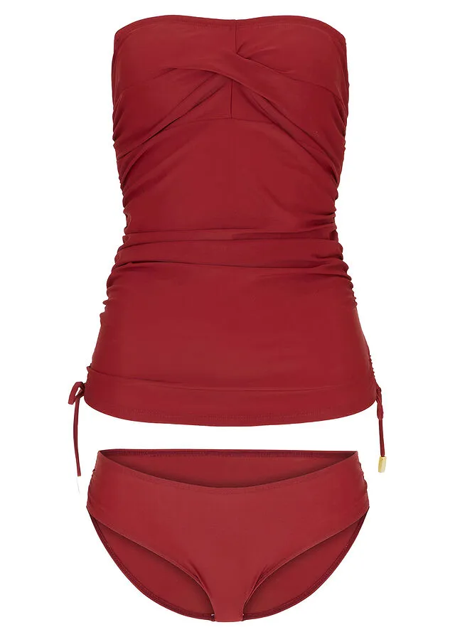 Tankini tipo bandeau (2 piezas) Rojo oscuro